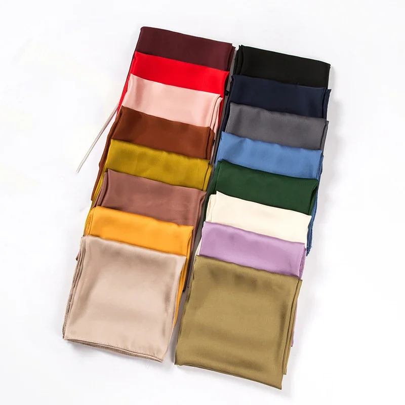 Scarf Silk Square - Syal Satin Wanita 70cm Warna Solid