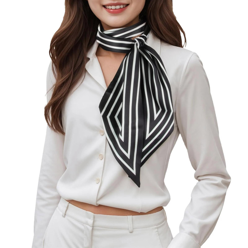 Silk Tie Striped - Syal Pita Rambut Bergaris Mode Syal