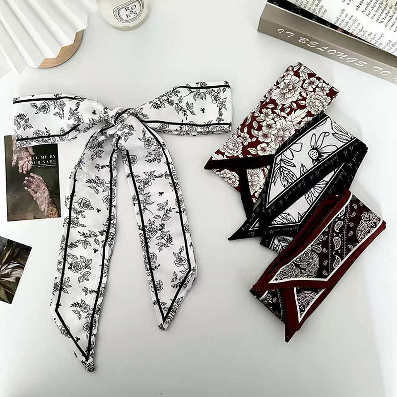 Silk Neck Scarf - Selendang sutra tipis wanita, pita sutra