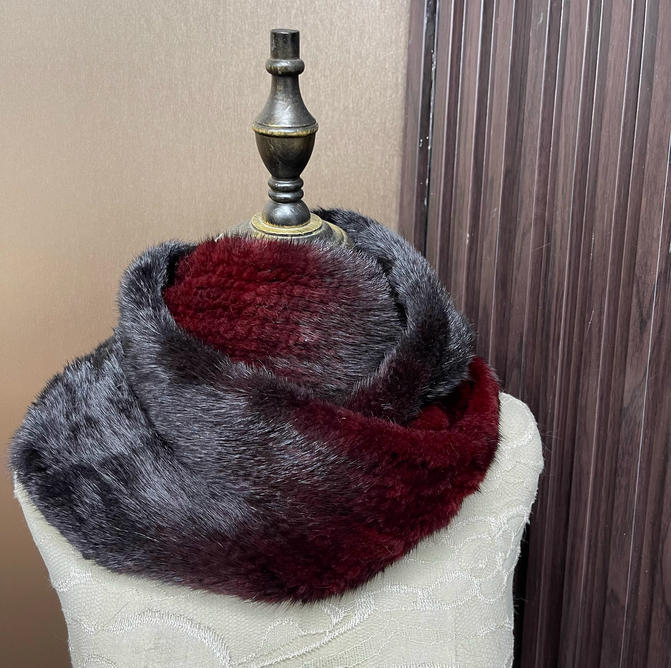 Selendang Bulu Mink Asli Warna - Infinity Scarf Knit ulasan dan harga