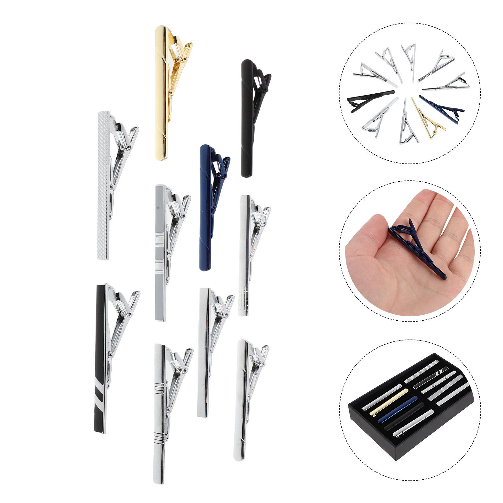 10Pcs Set Penjepit Dasi untuk  - Tie Bar Set Gift ulasan dan harga