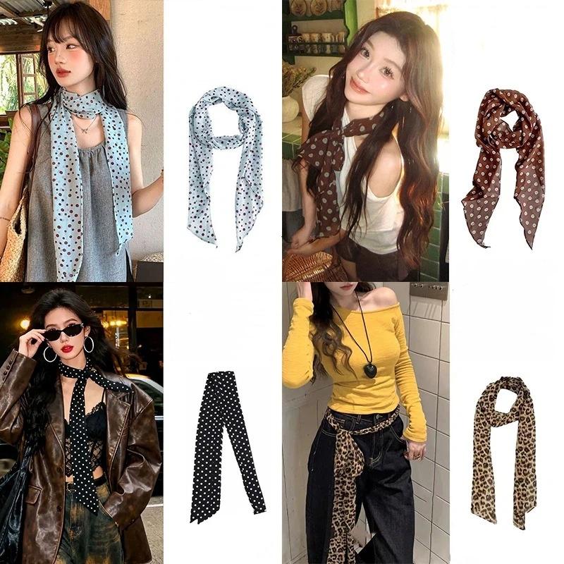 Syal Sutra Motif Bunga Polka D - Ascot Neck Scarf ulasan dan harga