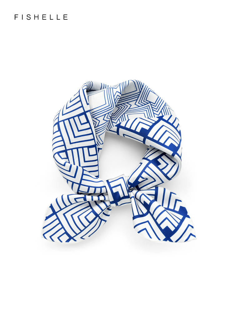 Cina Klasik Biru Putih Porsele - Ascot Neck Scarf ulasan dan harga