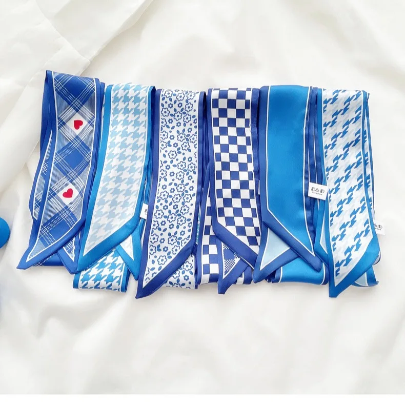 Syal sutra biru Klein, ikat ke - Ascot Neck Scarf ulasan dan harga