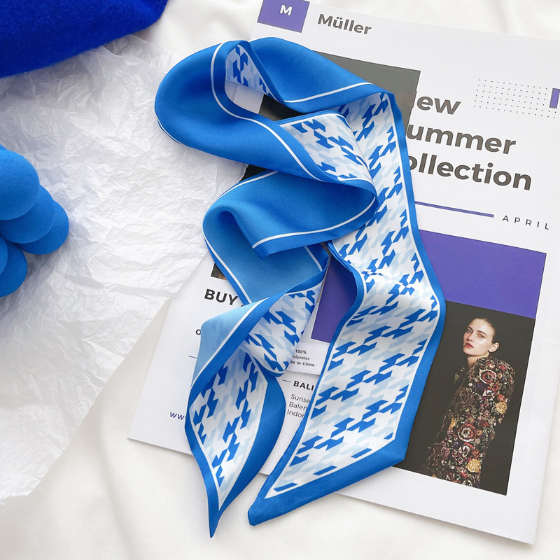 Syal sutra biru Klein, ikat ke - Ascot Neck Scarf ulasan dan harga